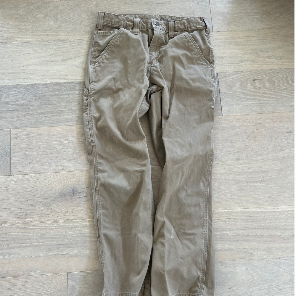 Carhartt Mens Canvas Carpenter Pants Tan Khaki Utility Workwear 31x28 0583